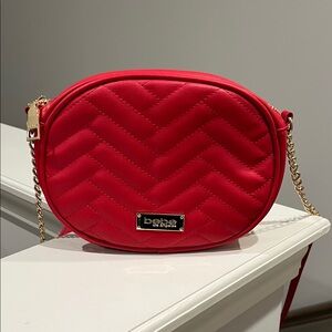 Bebe Red Quilted Crossbody Camera Bag